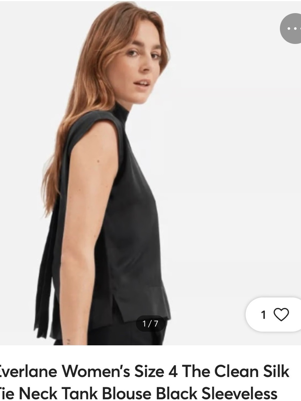 Everlane Clean Silk Tie-Neck Tank Blouse, black, size 2